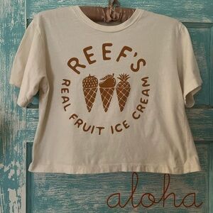 American Apparel Cream Tee reef’s real fruit Ice Cream pineapple women’s small